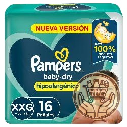 pañales pampers baby-dry hipoalergénico xxg 16uni