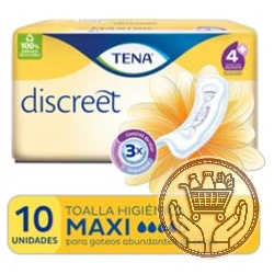 toallas higiénicas incontinencia tena discreet maxi 10uni