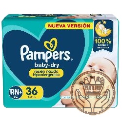 pañales pampers baby dry rn 36uni