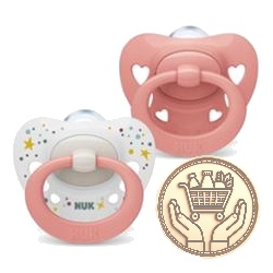 set de 2 chupetes nuk signature 0-6 meses rosa