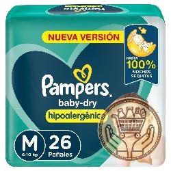 pañales pampers baby-dry hipoalergénico m 26uni