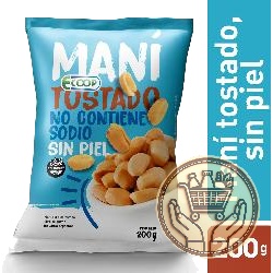 maní tostado ecoop sin piel sin sodio agregado 200grs