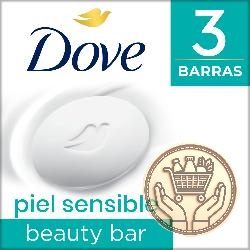jabón de tocador dove piel sensible x3 270grs